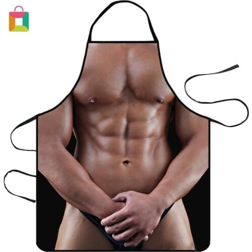 3D Funny Aprons Sexy Muscle Man & Women Apron Dinner BBQ Party Cooking Apron Adult Baking Accessories Funny Gifts For Men NEW
