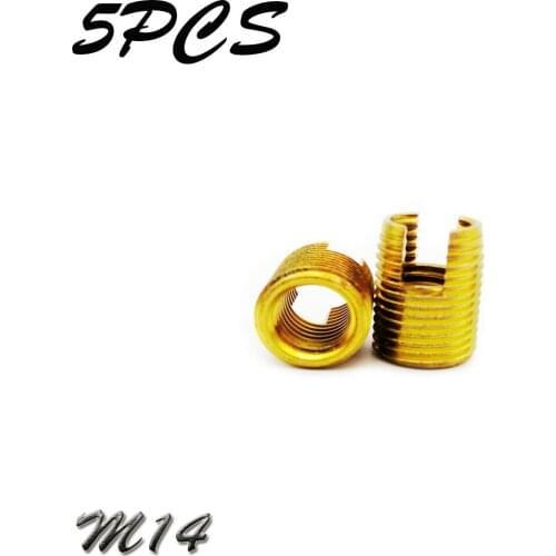5Pcs M14 Galvanized Self Tapping insert Screw Bushing 302 Slotted Type Wire Thread Insert Nut Repair
