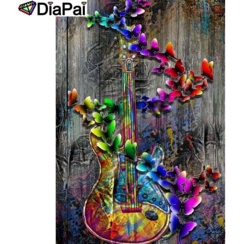 DIAPAI 5D DIY Diamond Painting 100% Full Square/Round Drill "Butterfly guitar" Diamond Embroidery Cross Stitch 3D Decor A22891