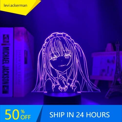 Anime 3d Lamp Date A Live Kurumi Tokisaki LED Night Light for Room Decor Nightlight Birthday Gift Manga Date A Live Neon Light