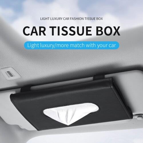 Car Tissue Box PU Leather with Oval Mouth Hanging Clip Sun Visor Vehicle Napkin Organizer Tissue Box Holder Car Accessories