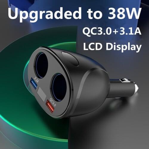 USB Car Charger QC3.0 + 3.1A Car Cigarette Lighter Socket Splitter Plug LED Car Phone Charger Adapter For iPhone Samsung Xiaomi