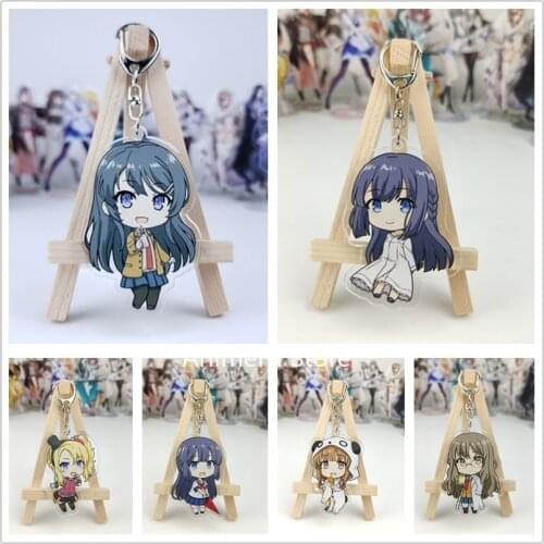 Anime Seishun Buta Yarou Series Keychain Figure Azusagawa Sakuta Sakurajima Mai Acrylic Bag Pendant Keyring for Gift