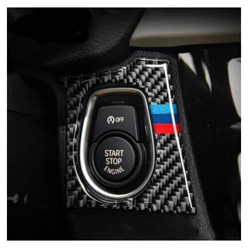 For BMW F30 F34 interior Carbon Fiber Car Start Stop Engine Button Cover Sticker M Strips Trim Car Styling 3 Series Accessories