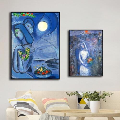 Home Decor Print Canvas Art Wall Pictures Cuadros Decoracion Salon Poster Paitings Republic of Belarus Marc Chagall Lovers