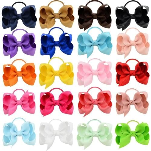 10Pcs/Lot Handmade Princess Girl Boutique Grosgrain Ribbon Bow Elastic Hair Tie Rope Hair Band Bow Knots Kids Hair Accessories