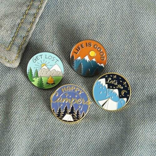 Sun And Moon Alternation Enamel Pins Natural Landscape Brooch Lapel Badge Bag Jewelry Gift For Friends