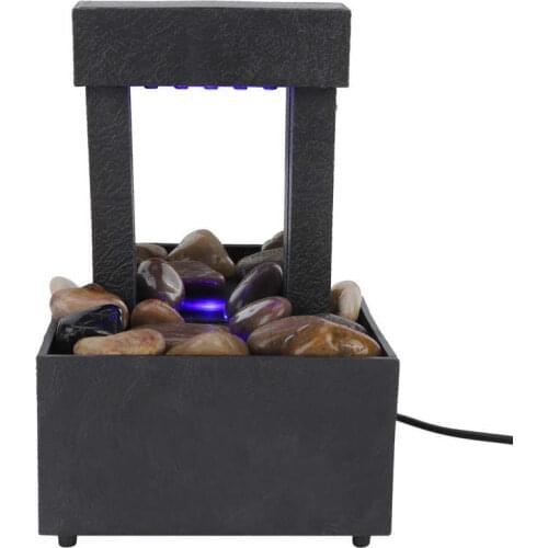 USB LED Water Fountain Fensgshui Lucky Lighted Waterfall Tabletop Fountain with Stones for Office Home Indoor Decoration