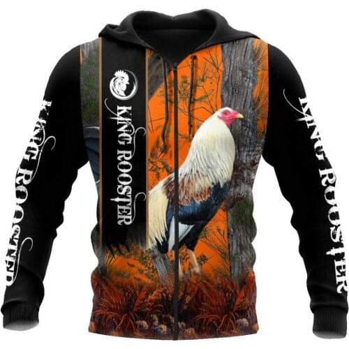 3D All Over Printed Unisex Deluxe Men Zip Hoodie Beautiful Love King Rooster Sweatshirt Pullover Casual Jacket Tracksuit DW0815