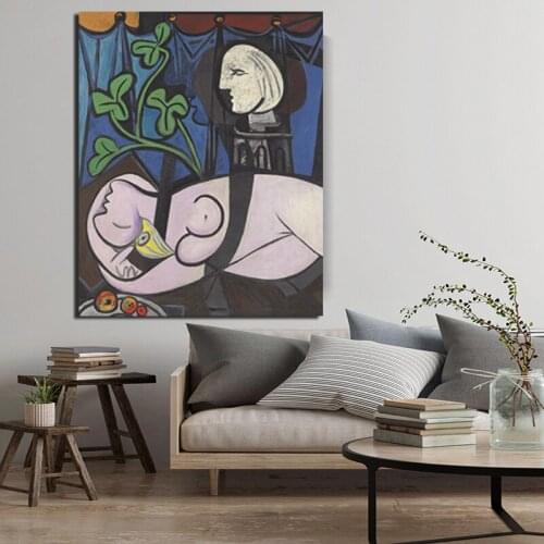 Pablo Picasso Nude Green Leaves And Bust Canvas Painting Prints Living Room Home Decoration Modern Wall Art Oil Painting Posters