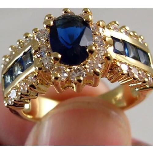 2021 New Arrival Blue and Red Zircon Fashion Mens and Womens Rings Anniversary Unisex Couple Jewelry Wedding Wholesale