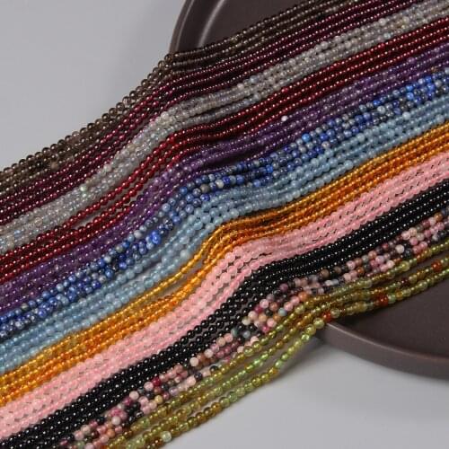 3MM Quality Round Smooth Natural Stone Beads Loose Spacer Small Bead For Handmade Jewelry Making 15'' Bracelet Necklace Ring Diy