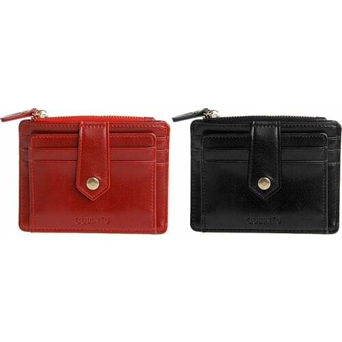 THINKTHENDO Hot Selling Men Women Wallet Credit Card Holder ID Business Faux Leather Purse With Zipper 2 Color