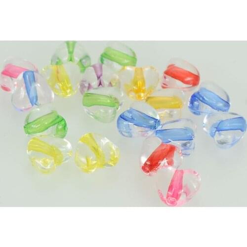 Miasol 100 Pcs Mixed Color Transparent Acrylic Heart Spacers Loose Beads For Diy Handmade Jewelry Making Finding Accessories