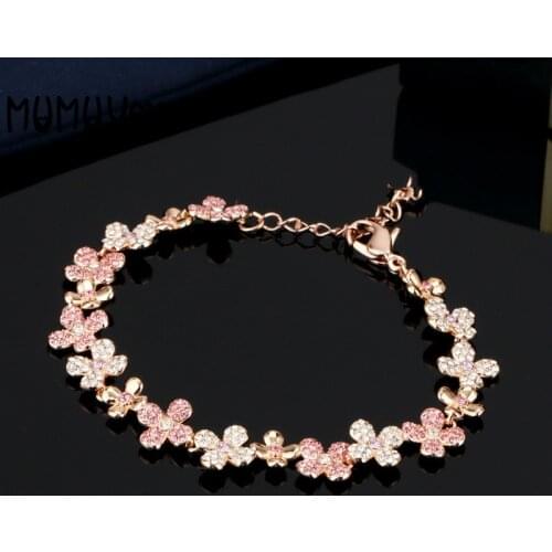 SWA Fashion Jewelry High Quality Romantic Sweet Clover Shaped Bracelet Ladies Rose Gold European and American Romantic Flower