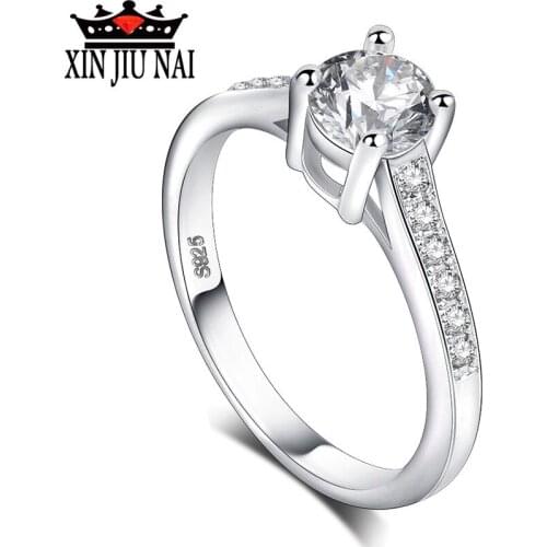 Fashion Female Jewelry 925 Sliver Engagement Wedding Rings for Women Crystal AAA CZ Stone Paved Promise diamond rings for women