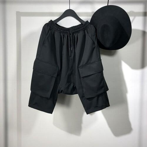 Owen Seak Men Casual Short Harem Hip Hop High Sweater Wear Mens Clothing Sweatpants Summer Women Loose Black Short Size XL