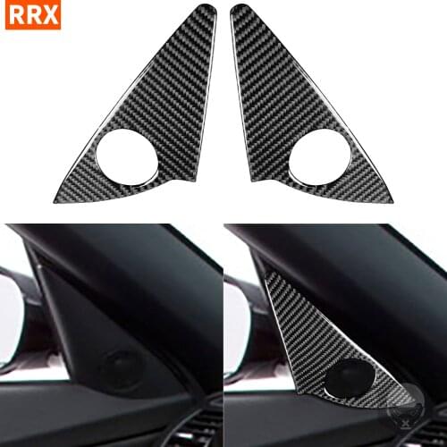 For BMW Z4 E85 2003-2008 Carbon Fiber Stickers Black Color Car Front Door Triangle Horn Panel Cover Interior Accessories