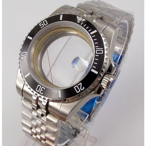 New Steel 40mm Watch Case for NH35 NH36 Screw Seeing Back 316L Alloy BLUE RED Insert Unidirectional Bezel Insert