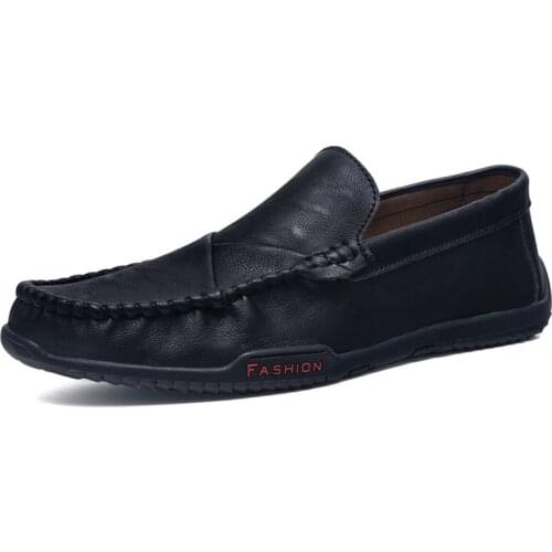 Mazefeng Size 39-44 Spring Leisure Soft Comfy Casual Loafers Shoes for Men Solid Flat Slip on Shoes Retro Concise Driving Shoes