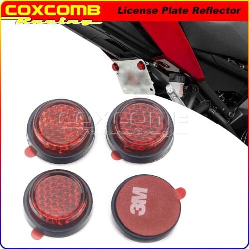 Stick/Bolt Pair Red Number Frame Plate Safety Reflectors for Honda Yamaha Kawasaki BMW Triumph Tail Tidy License Plate Reflector