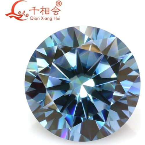 Peacock blue color 6.5mm Round Brilliant cut moissanites material loose stone