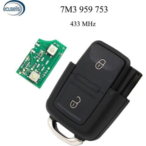 2 Buttons 433MHz Remote Key Control 7M3 959 753 for Volkswagen Some Sharan Model (2004+) Without Chip