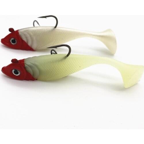 10cm/18g T Tail Fish jig Wobbler Fishing Lure With Lead Head Hook Soft Lure 3D Eyes Lures Bass Artificial Rubber Baits