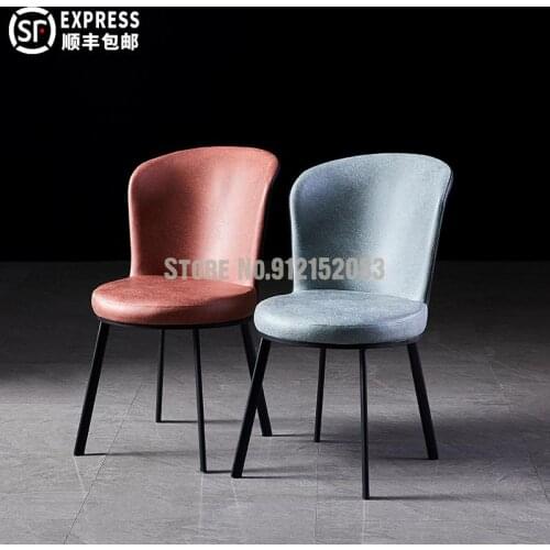 Nordic light luxury home dining chair technology cloth backrest desk makeup chair modern minimalist restaurant wrought iron dini