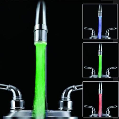 LED Faucet Kitchen Atmosphere Lights Shower Tap Temperature Water Saving Novelty Luminous Faucet Nozzle Head Bathroom Light