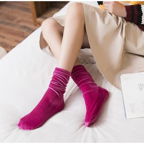 Spring 2019 new womens stockings gold velvety simple solid color womens stockings knee-socks 24pairs/lot