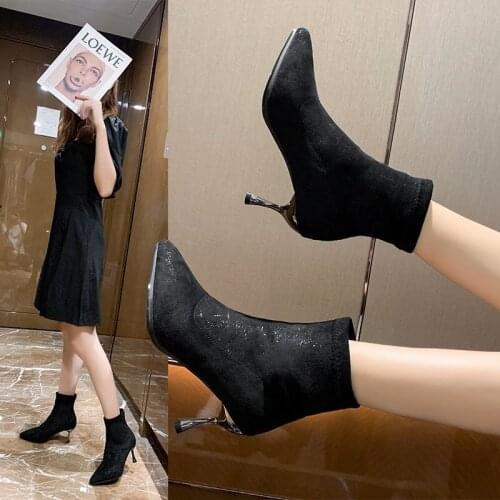 High elastic charm fashion sexy ladies high-top boots leather shoes fashion stiletto boots womens shoes