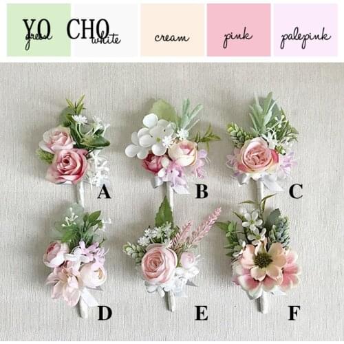 YO CHO Rose Wrist Corsage Bridesmaid Sisters Hand Flower Hand Chain Party Wrist Decoration Wedding Suit Button Wrist Flowers