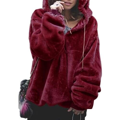 Womens Sweatshirt Hoodis Zipper Fashion Casual Autumn Solid Color Long Sleeve Zipper Warm Plushy Loose Female Pullover Hoodie