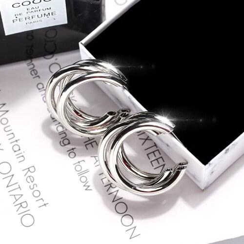 Cold wind earring female contracted irregular multilayer earring pin euramerican wind metal earring web celebrity style earring