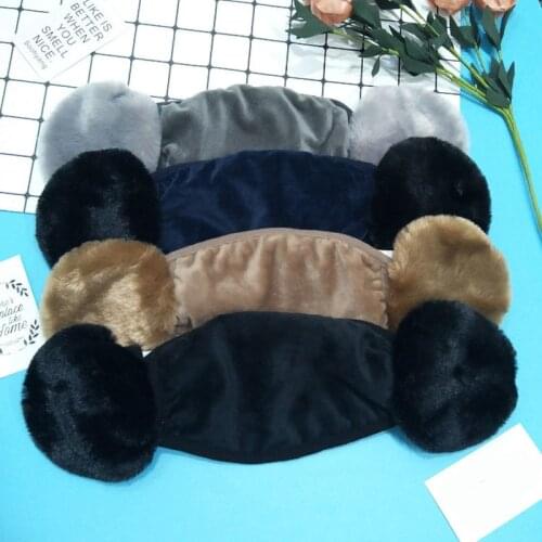 Winter Mens Ear Protection Plush Two-in-one Warm Earmuffs Riding Mask Plush Autumn Mouth-muffs Ear-cap Wrap Band Ear Warmer