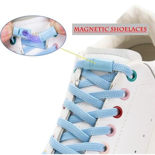 1 Pair Magnetic Shoelace Flat Elastic No Tie Shoelaces Color Metal Suitable for All Locking Unisex Shoes Lazy Laces T9- 7B