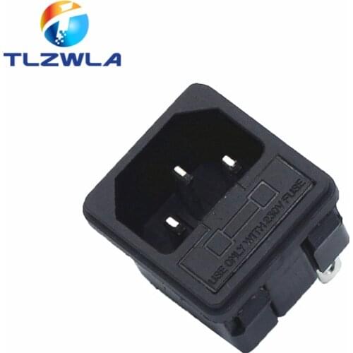 10pcs 10A 250V AC 3 Pin IEC320 C14 Male Inlet Connector Plug Power Socket 10A Fuse Holder Iron Copper Square TUC Adapter Outlet