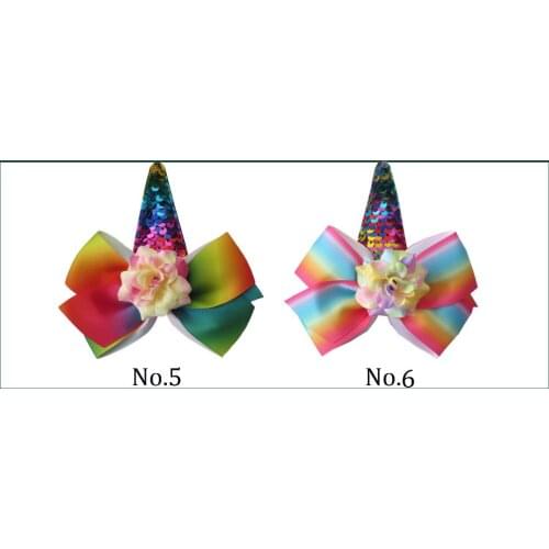 100 BLESSING Girl 4.5" Angel Wing Hair Bow Clip Rainbow Unicorn Hairbow