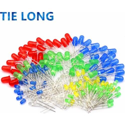 100pcs/lot 3mm 5mm LED Red Green Yellow Blue White F3 F5