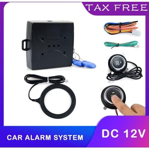 12V Auto car keyless start system one start stop engine push button vehicle alarm remote start wholesale For Universal