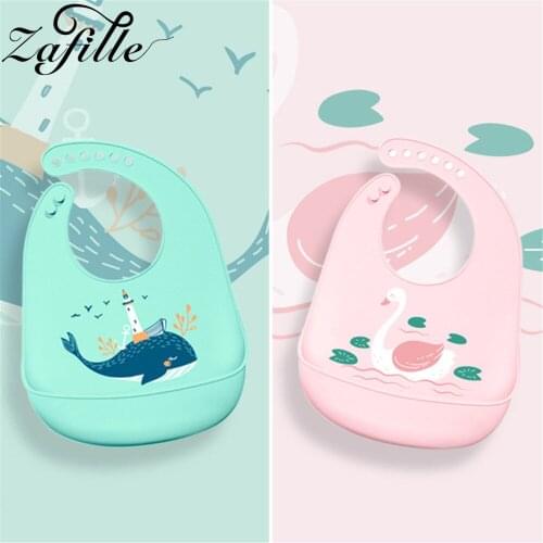 ZAFILLE 2Pcs Silicon Baby Stuff Bandana Bib Waterproof Baby Bibs Print Infant Drooling Scarf Newborn Feeding Burp Cloth Baby Boy