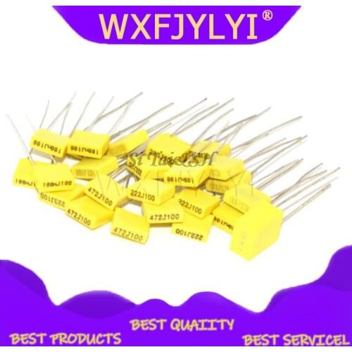 20pcs Polypropylene Safety Plastic Film 100V 1nF ~ 470nF 100nf 220nf 10nf 47nf 22nf 1nf 0.47uf 0.1uf Correction capacitor