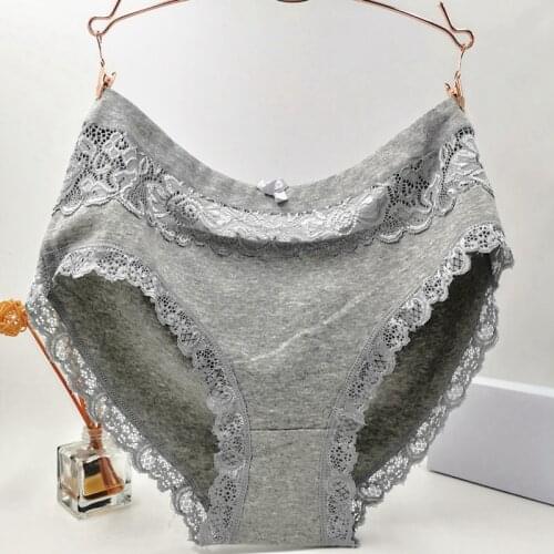 3Pcs/lot Briefs Women Cotton Underwears plus size 6XL Big size Sexy High quality Lace Lingeries Hollow flowers Womens Panties