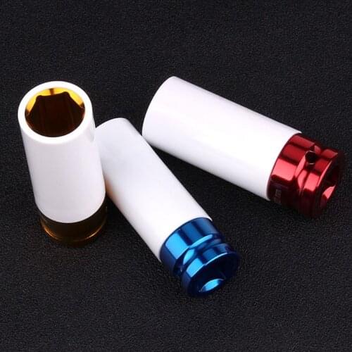 3Pcs Auto Car 1/2\" 17mm/0.67in 19mm/0.75in 21mm/0.83in Alloy Thin Wall Wheel Nut Deep Impact Socket Drive Set Gift Box Repair