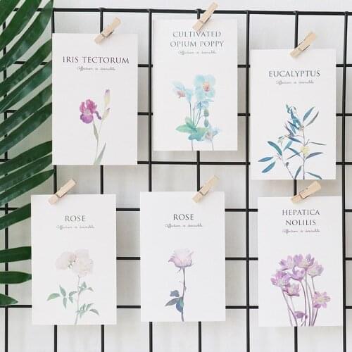 30pcs/set Leaf Plant Flower Design Note Card Postcard Message Greating Card 14.3x9.3cm