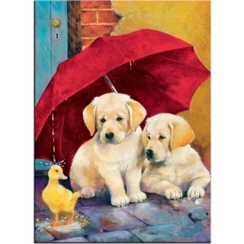 3D Diamond Painting dogs DIY Diamond Mosaic Kit Crystal Square Drill Embroidery red umbrella Patterns Rhinestone Wall Arts