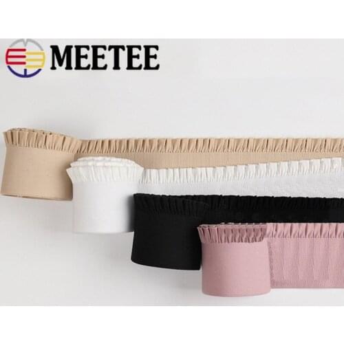 Meetee 5/10M 6cm Polyester Lace Elastic Bands Wave Pattern Spring Ribbon DIY Skirt Belt Spandex Band Decor Stretch Webbing