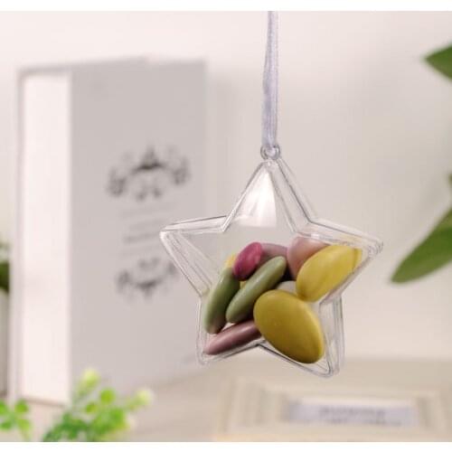 5pc Food Grade Transparent Stars/love Shape Plastic Ball Wedding Decoration Pendant Candy Box Bridal Shower Wedding Decoration-S