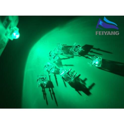 50pcs 5mm Square LED Piranha Green Water Clear Round Super Flux LED Light Emitting Diode Lamp Through Hole Transparent Bulb